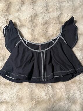Free People Movement Black Flounce Top NWOT